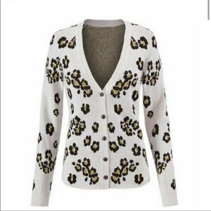 Cabi Kiki Leopard Animal Print Cardigan Size XS